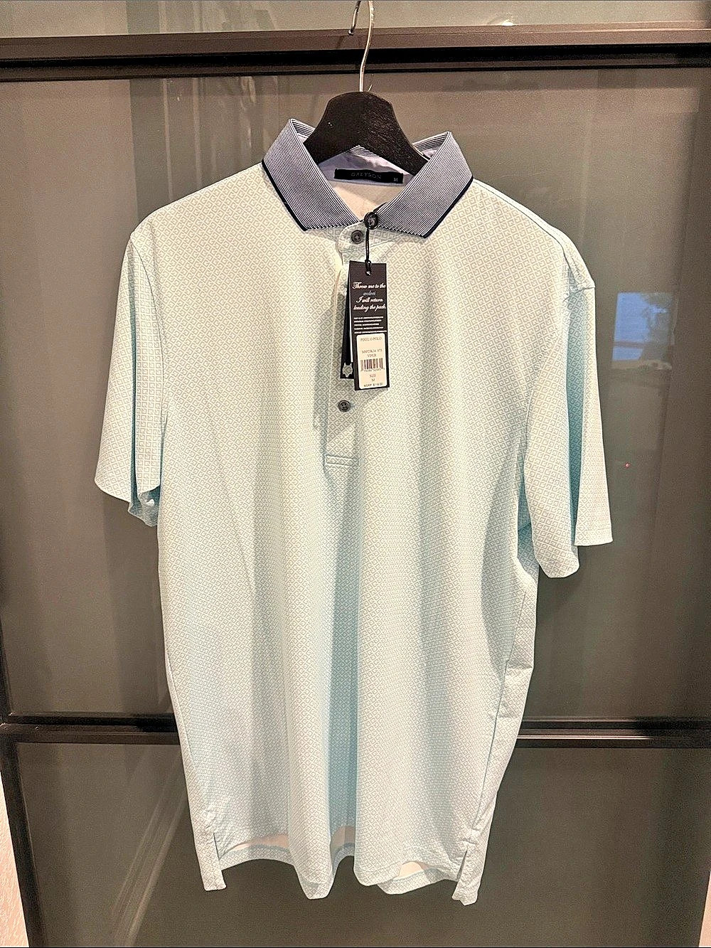 Greyson Viper Geometric Polo in Blue & White Size Medium NWT Pixel G Polo